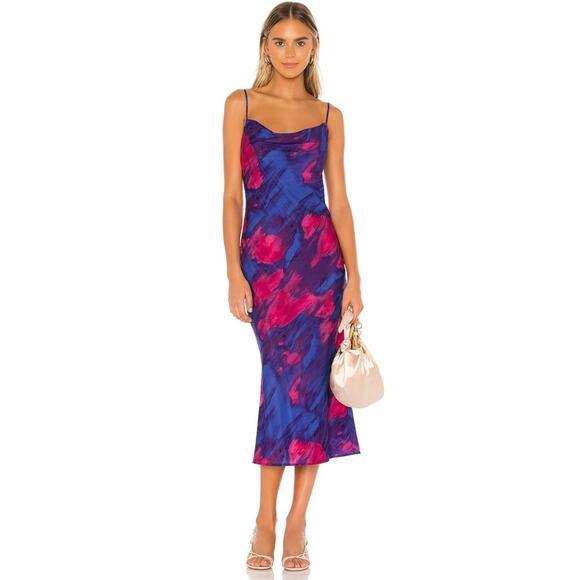 Majorelle Boston Tie Dye Cowl Neck Midi Slip Dress Size Small - Picture 1 of 7